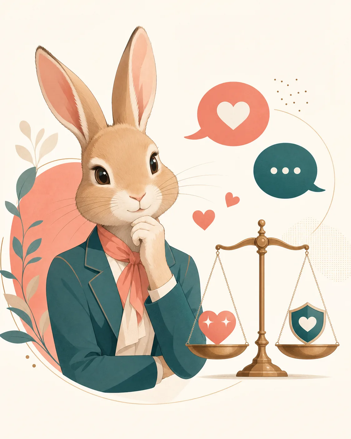 恋愛MBTIのちゃっかりうさぎタイプを表す明るい編集イラスト